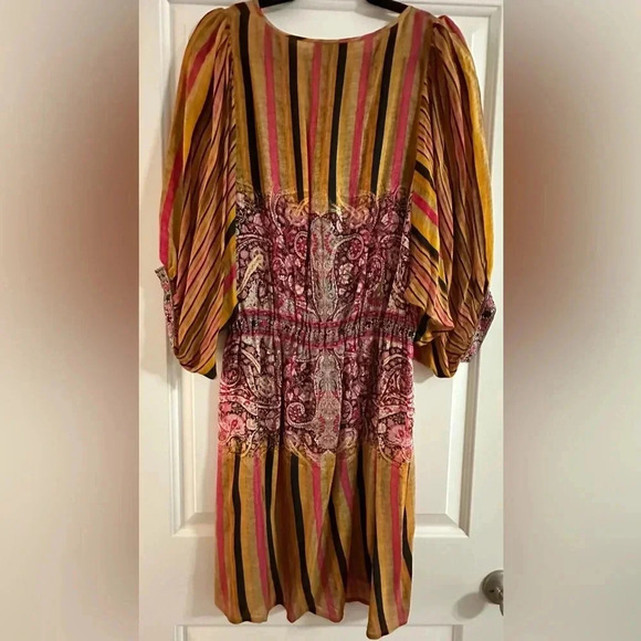 Anthropologie Tanvi Kedia Sunpass Beaded Dress Size M Rayon Pink Orange - Picture 5 of 13